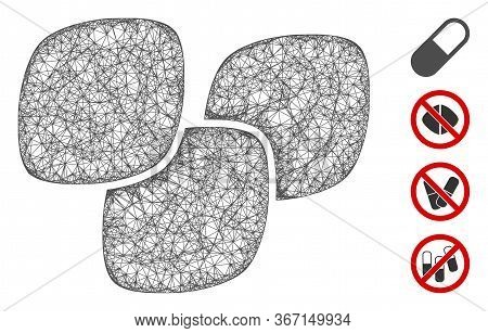 Mesh Medical Tablets Web 2d Vector Illustration. Model Is Based On Medical Tablets Flat Icon. Mesh F
