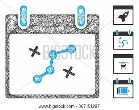 Mesh Path Points Calendar Day Web Icon Vector Illustration. Abstraction Is Created From Path Points 