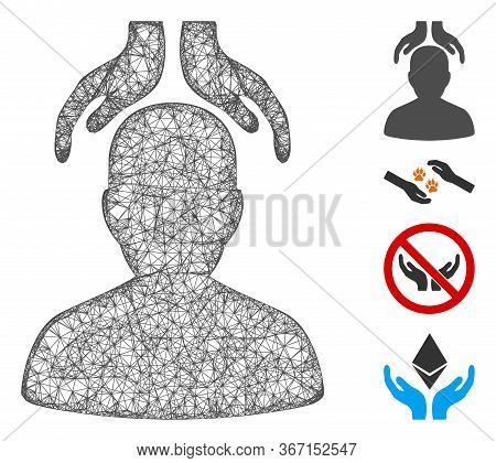 Mesh Psychiatry Hands Web Icon Vector Illustration. Carcass Model Is Based On Psychiatry Hands Flat 