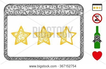 Mesh Rating Web 2d Vector Illustration. Carcass Model Is Based On Rating Flat Icon. Network Forms Ab