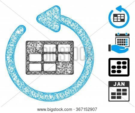 Mesh Refresh Calendar Table Web Icon Vector Illustration. Model Is Created From Refresh Calendar Tab
