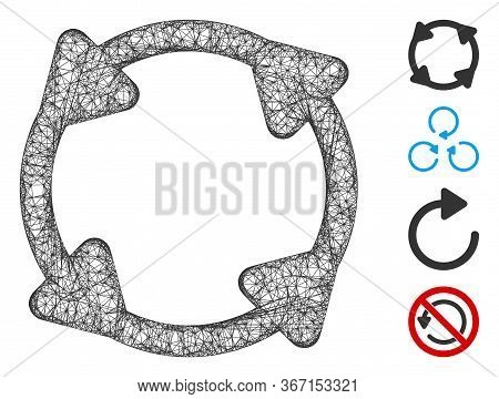 Mesh Rotate Web Symbol Vector Illustration. Model Is Based On Rotate Flat Icon. Mesh Forms Abstract 