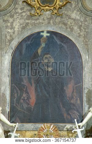 ZAGREB, CROATIA - NOVEMBER 12, 2012: Saint Francis Xavier, main altar in the Franciscan church of St. Francis Xavier in Zagreb, Croatia