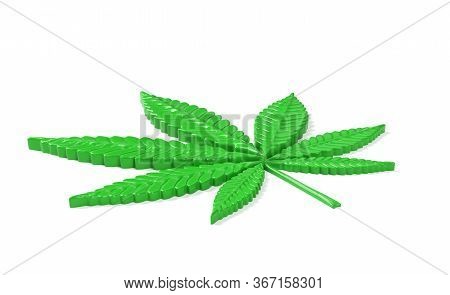 Cannabis Leaf Isolated On White Background. 3d Render