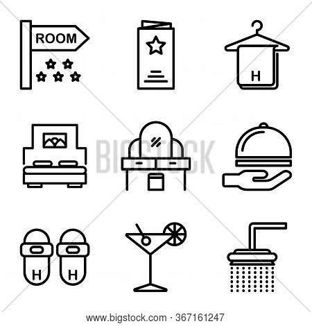 Hotel Icon Set Include Room, Hotel, Sign Board, Sign, Menu, Service, Dinner, Towel, Hanger, Bath Tow