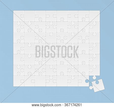 Set Of Black And White Puzzle Pieces Isolated On White Background. Jigsaw Tiles, Mind Puzzles Piece 