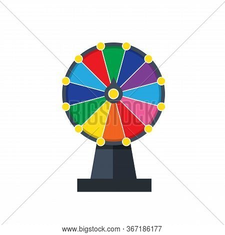 Spinning Wheel Isolated On White Background. Wheel Of Fortune. Casino Equipment. Jackpot Lucky Winne