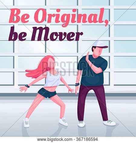 Contemp Dance Class Social Media Post Mockup. Be Original, Be Mover Phrase. Web Banner Design Templa