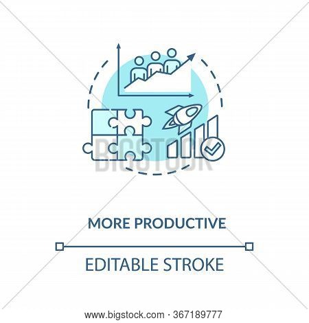 More Productive Turquoise Concept Icon. Multi Ethnic Group In Company. Business Strategy. Multi Cult