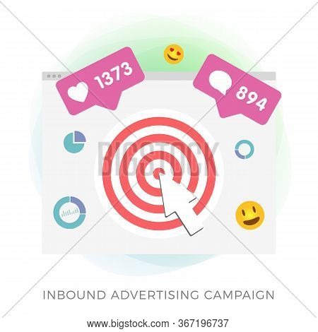 Inbound Advertising Flat Vector Icon - Programmatic Advertising Cross Targeting. Targeted And Digita