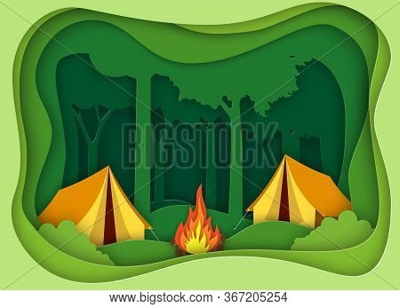 Pape Summer Landsape. Background For Summer Camp, Nature Tourism, Camping Design Concept.