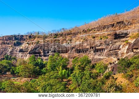 Ajanta Caves Are Rock Cut Ancient Buddhist Cave Monuments Near Aurangabad City In Maharashtra State 