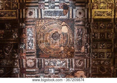 Ancient Buddhist Painting At Ajanta Caves Near Aurangabad City In Maharashtra State Of India
