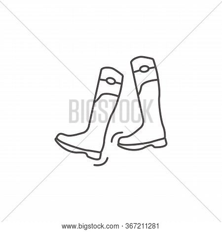 A Boots For Horse Riding. Isolated Outline Vector Flat Icon For Horse Riding School.
