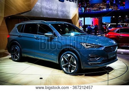 Frankfurt Am Main, Germany - September 18, 2019: Hybrid Crossover Seat Tarraco Fre Presented At The 