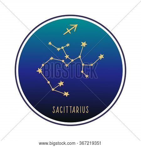 Sagittarius. Zodiac Constellation Sagittarius. Vector Color Illustration. Sagittarius Constellation 