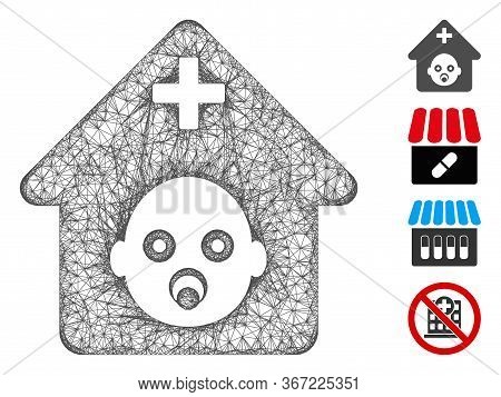 Mesh Prenatal Hospital Web Icon Vector Illustration. Abstraction Is Based On Prenatal Hospital Flat 