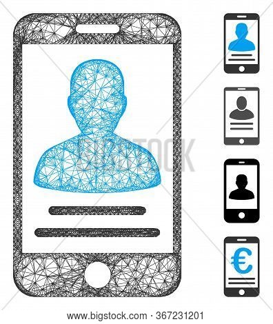 Mesh Mobile Account Web Icon Vector Illustration. Model Is Based On Mobile Account Flat Icon. Mesh F
