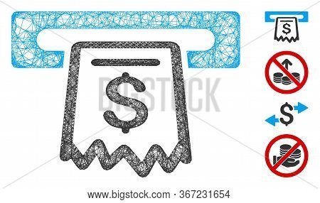 Mesh Receipt Terminal Web Icon Vector Illustration. Carcass Model Is Based On Receipt Terminal Flat 