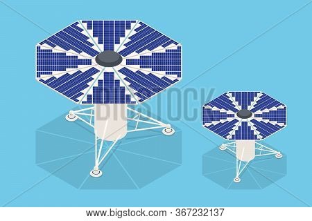 Isometric Solar Panels. The New Solar Battery Generates A Pure Electricity