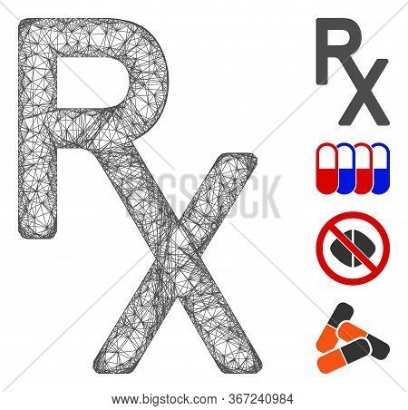 Mesh Rx Medical Symbol Web 2d Vector Illustration. Carcass Model Is Based On Rx Medical Symbol Flat 