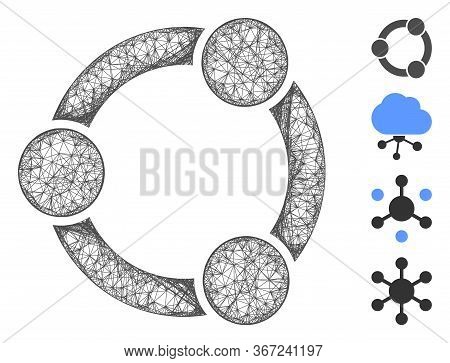 Mesh Network Relations Web 2d Vector Illustration. Carcass Model Is Based On Network Relations Flat 