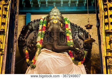 Madurai, India - March 23, 2012: Ganesha Murti Inside Meenakshi Temple, A Historic Hindu Temple In M
