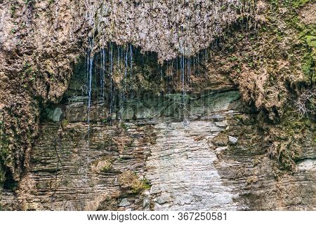Wushan, Chongqing, China - May 7, 2010: Mini Three Gorges On Daning River. Closeup Of Curtain Waterf