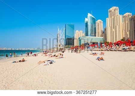 Dubai, Uae - February 25, 2019: Jbr Or Jumeirah Beach Residence Is A Waterfront Community Located In