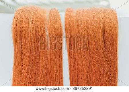 Hair Salon, Beauty Spa. Procedure Of Hair Extensions.