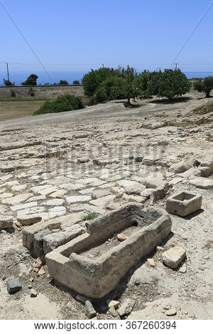 Old stone winery tank in Amathus anticue city. Cuprus