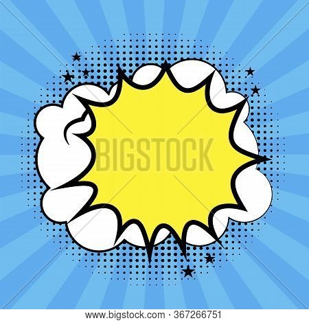 Cartoon Style Explosion. Background In The Form Of A Comic Strip. Exclamation Mark Icon. Stock Templ