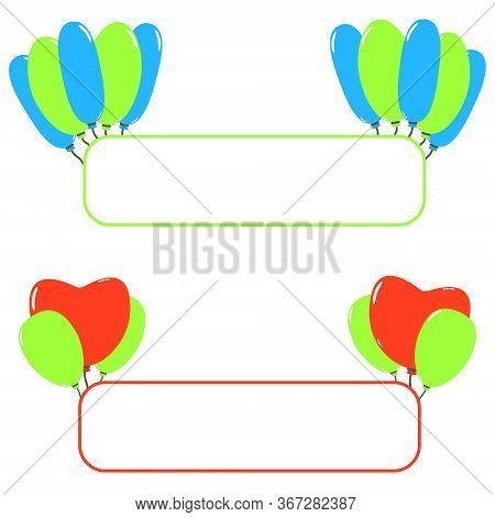 Colourful Vector Frames With Balloons. Invitation Border.