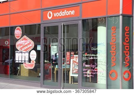 Dresden, Germany - May 10, 2018: Vodafone Mobile Phone Shop In Dresden, Germany. Vodafone Is The Lar