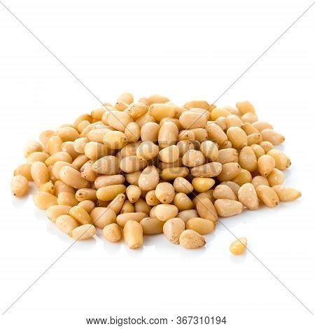 Delicious Pine Nut Isolated, Cedar Pine Nuts On A White Background