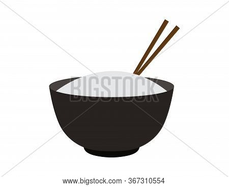Rice Bowl Vector Isolated On White Background. Rice Bowl Illustration