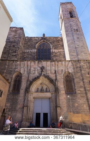 Barcelona, Spain - May 15, 2017: View Of The Basilica Of Saints Justus And Pastor. The Construction 