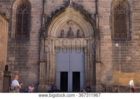 Barcelona, Spain - May 15, 2017: View Of The Basilica Of Saints Justus And Pastor. The Construction 