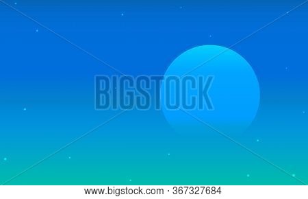 Blue Night Sky With Translucent Moon, Vector Art Illustration.