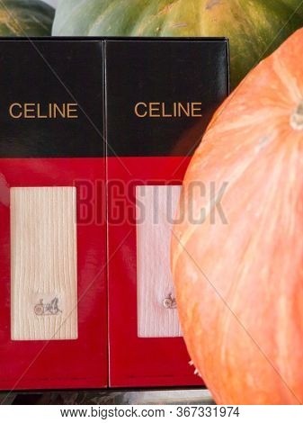 GOMEL, BELARUS - MAY 11, 2020: Celine socks. CELINE is a French ready-to-wear and leather luxury goods brand that has been owned by LVMH group since 1996.