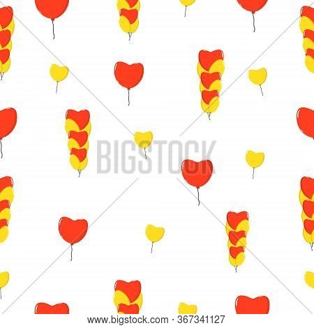 Colourful Vector Pattern With Balloons. Flying Hearts .