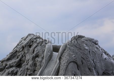 Mud Circles In Mud Volcano In Romania. The Berca Mud Volcanoes Is A Geological And Botanical Reserva