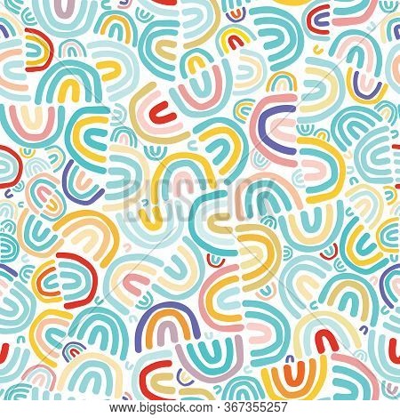 Vector Colorful Rainbow Doodles. Perfect For Surface Pattern Design, Wallpaper, Stationery.