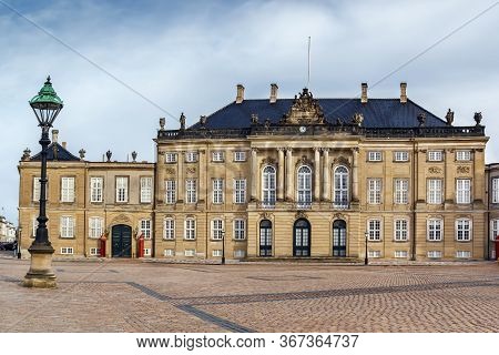 Amalienborg Is The Winter Home Of The Danish Royal Family In Copenhagen, Denmark.