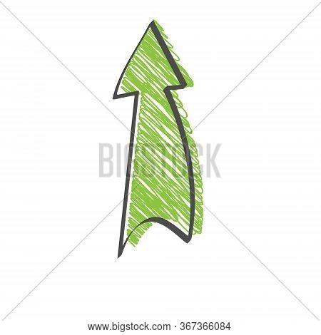 Single Shaded Color Of The Arrow. Vector Drawing In The Doodle Style, Isolated On A White Background
