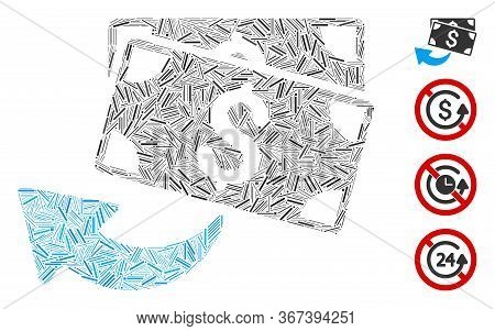 Hatch Mosaic Cashback Icon Composed Of Straight Items In Various Sizes And Color Hues. Irregular Hat