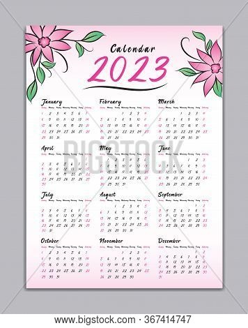 Free 2023 Wall Calendar Calendar 2023 Vector Vector & Photo (Free Trial) | Bigstock
