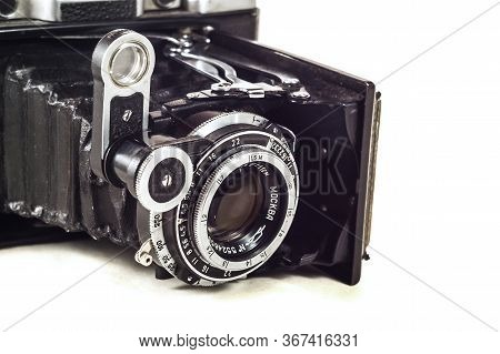 Konstantinovka, Ukraine - December 23, 2016: The Moskva-2 (mockba-2 In Cyrillic) Is A Medium Format 