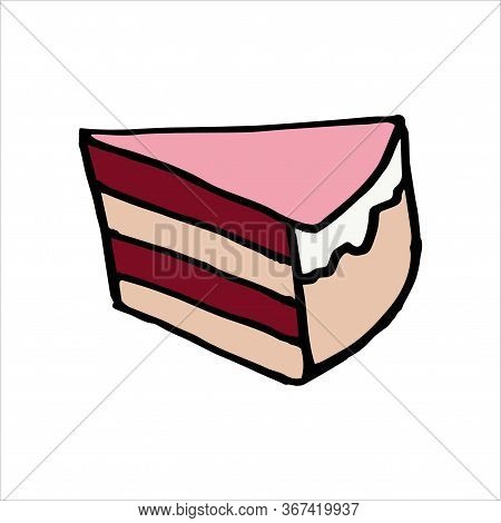 Isolated On White Background Sweets, Cake, Pastry, Stock Illustration, Vector, Hand Drawing, Design 