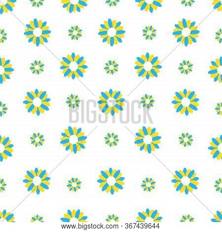 Colourful Pattern With Blue Flowers.on White Background.